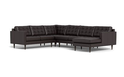 Wallace 131" Leather Corner Sectionals w. Right Chaise - Tribeca Quarry