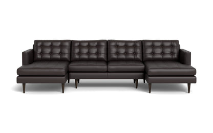 Wallace 126" Leather Double Chaise U Sectional - Tribeca Quarry