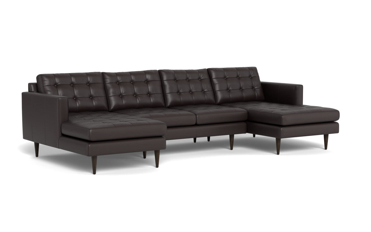 Wallace 126" Leather Double Chaise U Sectional - Tribeca Quarry