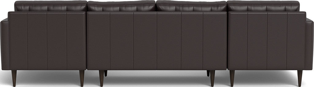 Wallace 126" Leather Double Chaise U Sectional - Tribeca Quarry