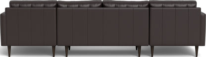 Wallace 126" Leather Double Chaise U Sectional - Tribeca Quarry