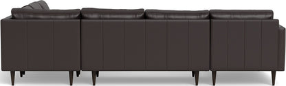 Wallace 130" Leather Untufted Corner Sectionals w. Left Chaise - Tribeca Quarry