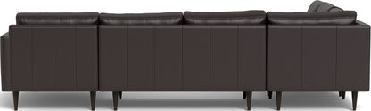 Wallace 131" Leather Untufted Corner Sectionals w. Right Chaise - Tribeca Quarry