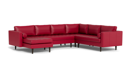 Ladybird 133" Leather Corner Sectionals w. Left Chaise - Tribeca Scarlet