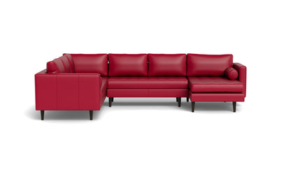 Ladybird 133" Leather Corner Sectionals w. Right Chaise - Tribeca Scarlet