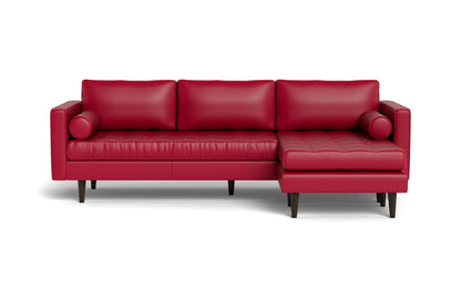 Ladybird 104" Leather Reversible Sofa Chaise - Tribeca Scarlet