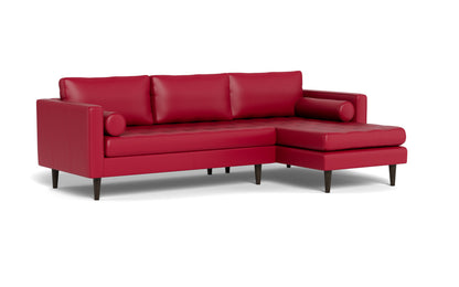 Ladybird 102" Leather Right Chaise Sectional - Tribeca Scarlet