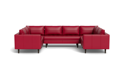 Ladybird 134" Leather U Sectional - Tribeca Scarlet