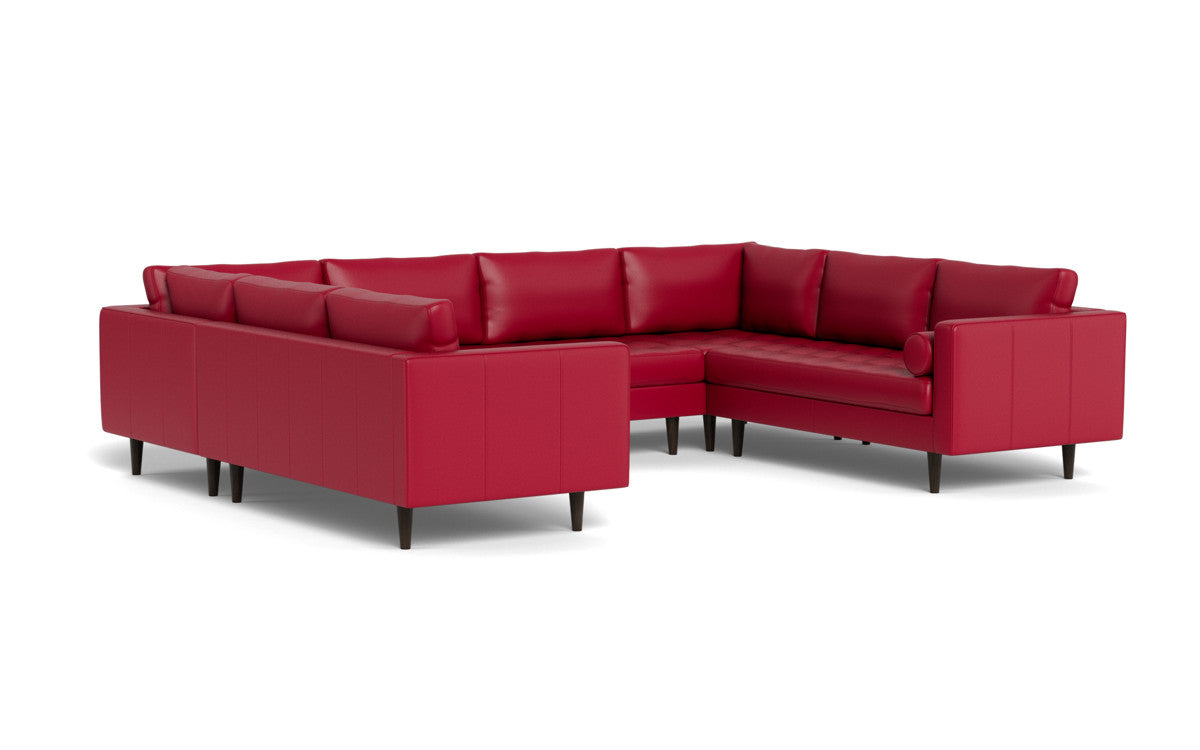 Ladybird 134" Leather U Sectional - Tribeca Scarlet