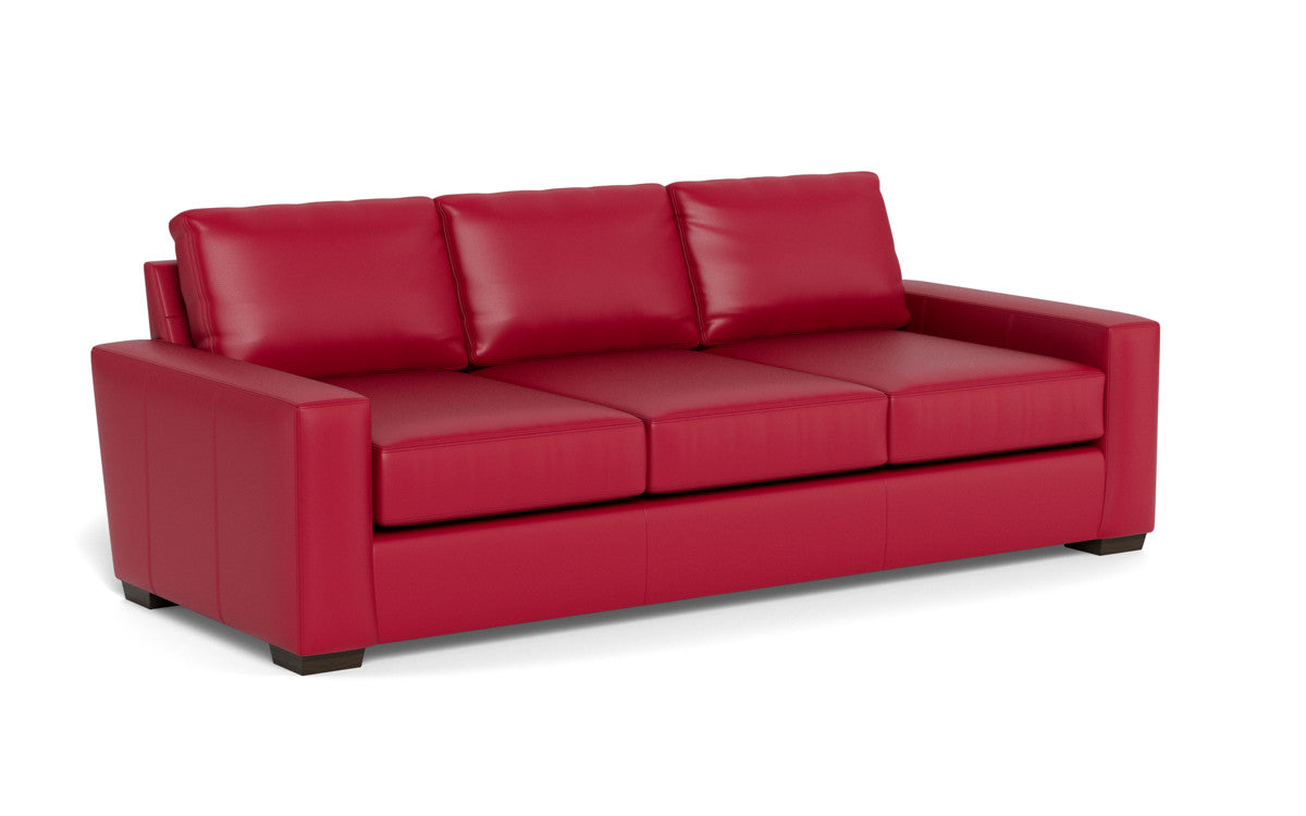 Mas Mesa 101" Deep Leather Estate Sofa - Tribeca Scarlet