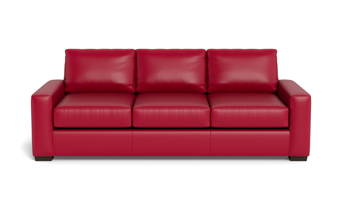 Mas Mesa 101" Deep Leather Estate Sofa - Tribeca Scarlet