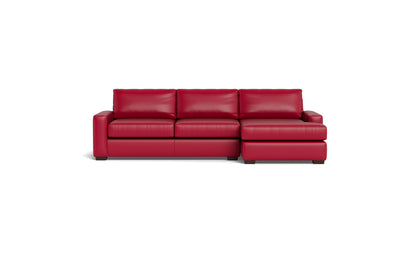 Mas Mesa 123" Deep Leather Right Chaise Sectional - Tribeca Scarlet