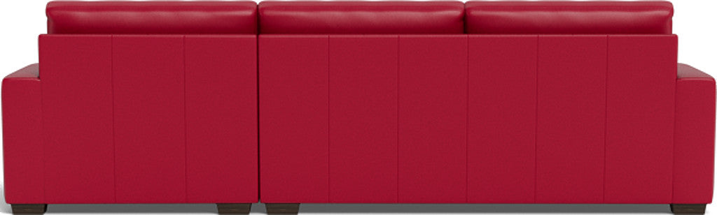 Mas Mesa 123" Deep Leather Right Chaise Sectional - Tribeca Scarlet