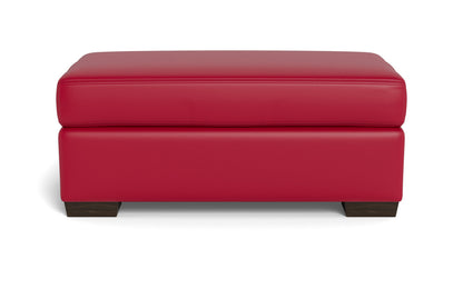 Mesa Leather Ottoman - Tribeca Scarlet