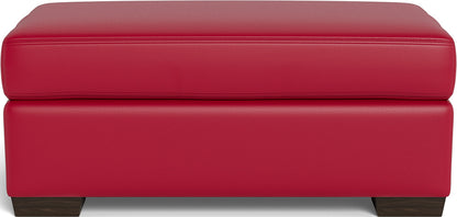 Mesa Leather Ottoman - Tribeca Scarlet
