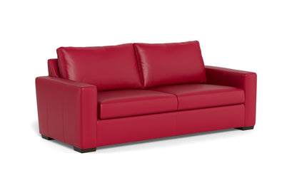 Mas Mesa 88" Deep Leather Sofa - Tribeca Scarlet