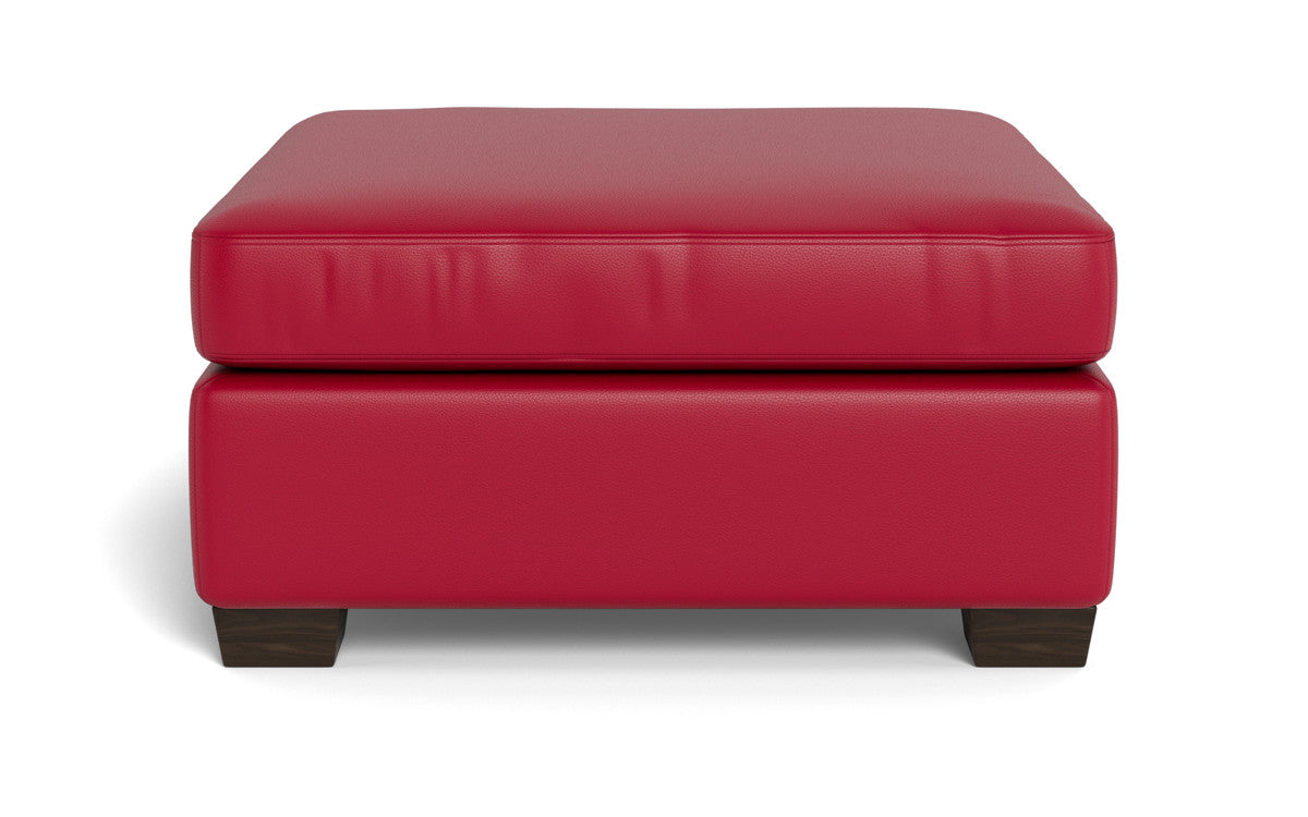 Track Leather Ottoman - Tribeca Scarlet