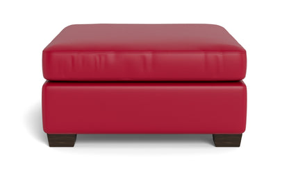 Track Leather Ottoman - Tribeca Scarlet