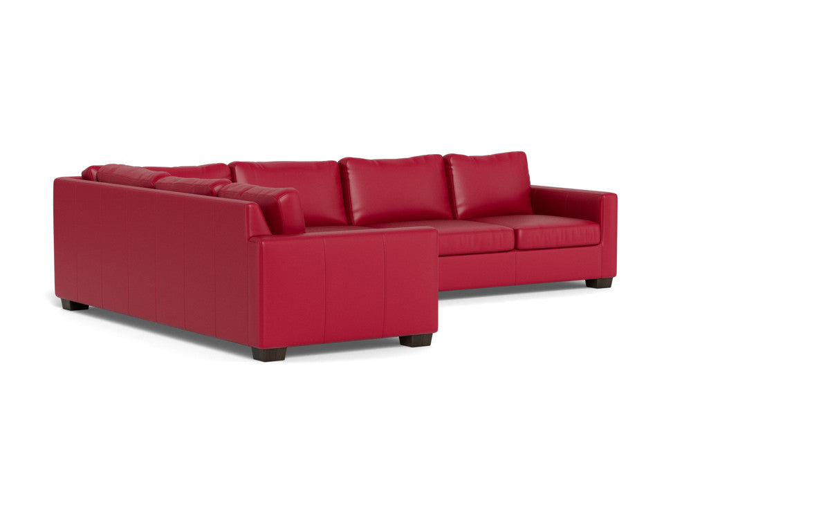 Track 121" Leather Right Corner Sleeper Sectional - Tribeca Scarlet