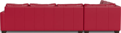 Track 121" Leather Right Corner Sleeper Sectional - Tribeca Scarlet