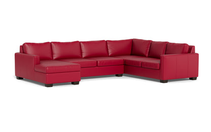 Track 141" Leather Corner Sectionals W. Full Sleeper & Left Chaise - Tribeca Scarlet