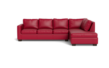 Track 121" Leather Right Chaise Sleeper Sectional - Tribeca Scarlet