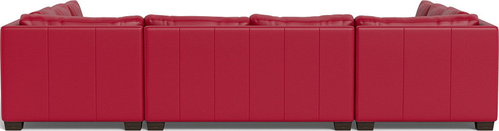 Track 141" Leather Corner Sofa U Sectional - Tribeca Scarlet