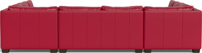 Track 141" Leather Corner Sofa U Sectional - Tribeca Scarlet