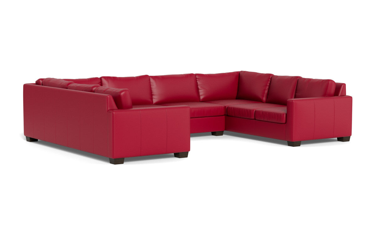 Track 141" Leather Corner Sofa U Sectional - Tribeca Scarlet
