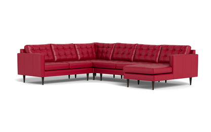 Wallace 131" Leather Corner Sectionals w. Right Chaise - Tribeca Scarlet