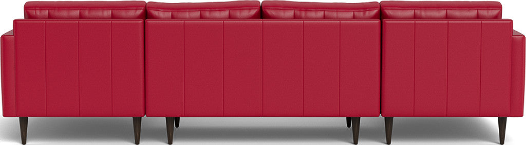 Wallace 126" Leather Double Chaise U Sectional - Tribeca Scarlet