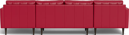 Wallace 126" Leather Double Chaise U Sectional - Tribeca Scarlet