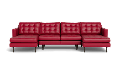 Wallace 126" Leather Double Chaise U Sectional - Tribeca Scarlet