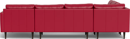 Wallace 131" Leather Untufted Corner Sectionals w. Right Chaise - Tribeca Scarlet