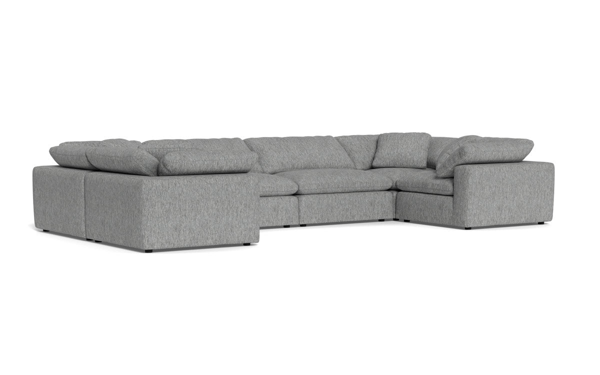 Fluffy 4 Corner U Sectional - Tropez Ash