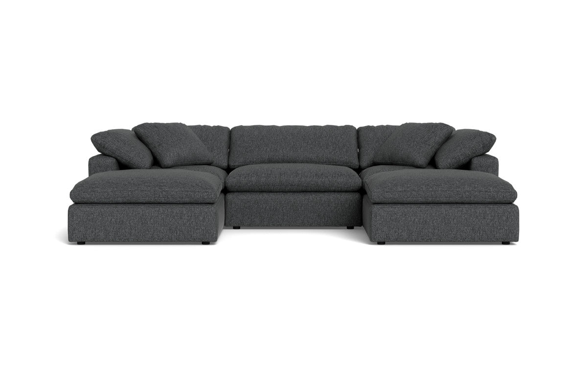 Fluffy 3 Piece Sofa W/Double Ottoman - Tropez Charcoal