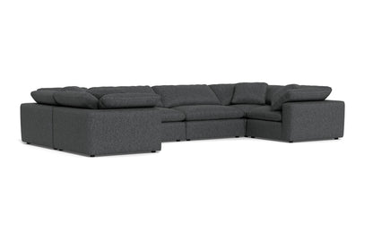 Fluffy 4 Corner U Sectional - Tropez Charcoal