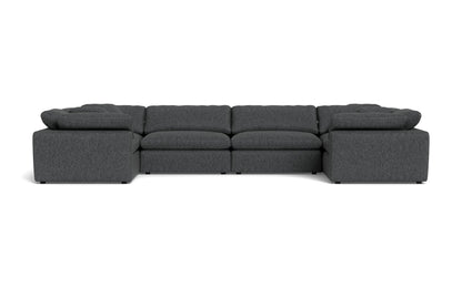 Fluffy 4 Corner U Sectional - Tropez Charcoal