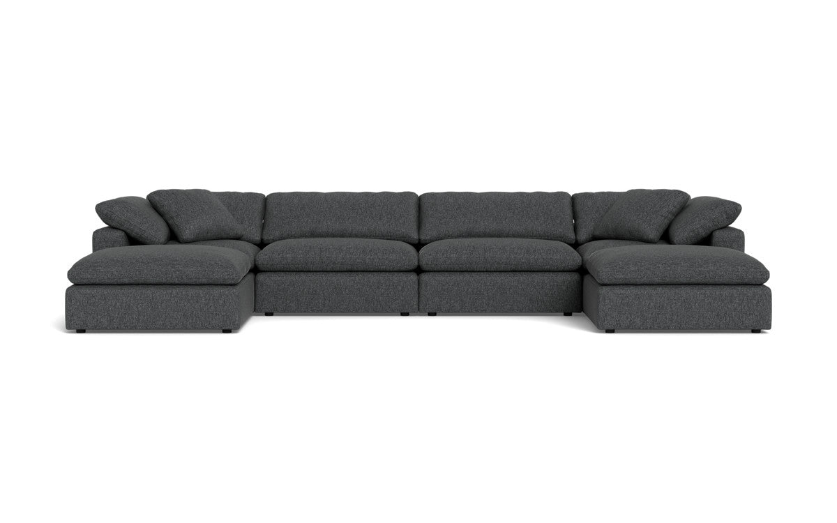 Fluffy 4 Piece Sectional W/Double Otto - Tropez Charcoal