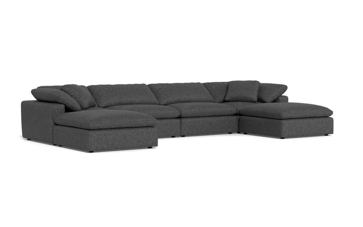 Fluffy 4 Piece Sectional W/Double Otto - Tropez Charcoal