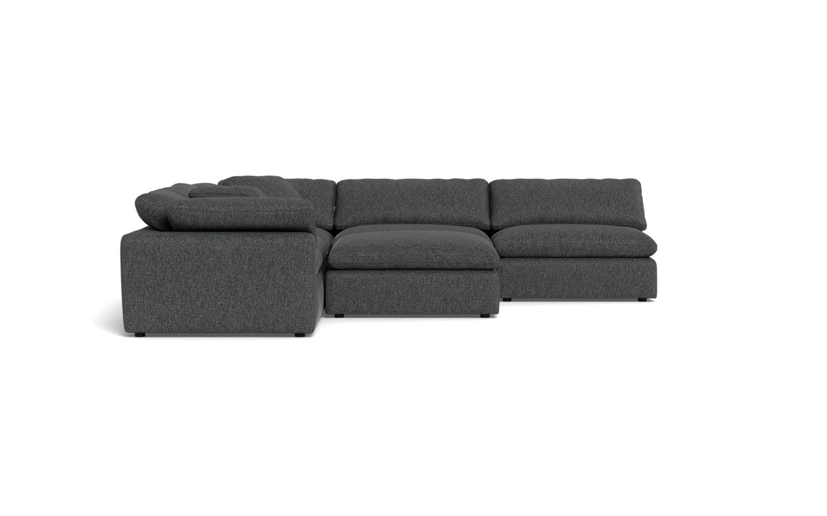 Fluffy 5 Piece Sectional W/Ottoman - Tropez Charcoal