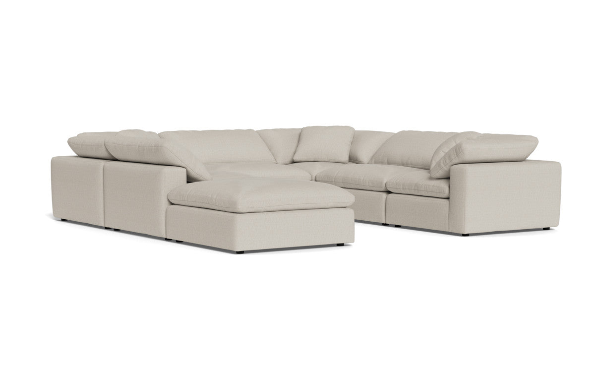 Fluffy 6 Piece Sectional W/Ottoman - Tussah Snow