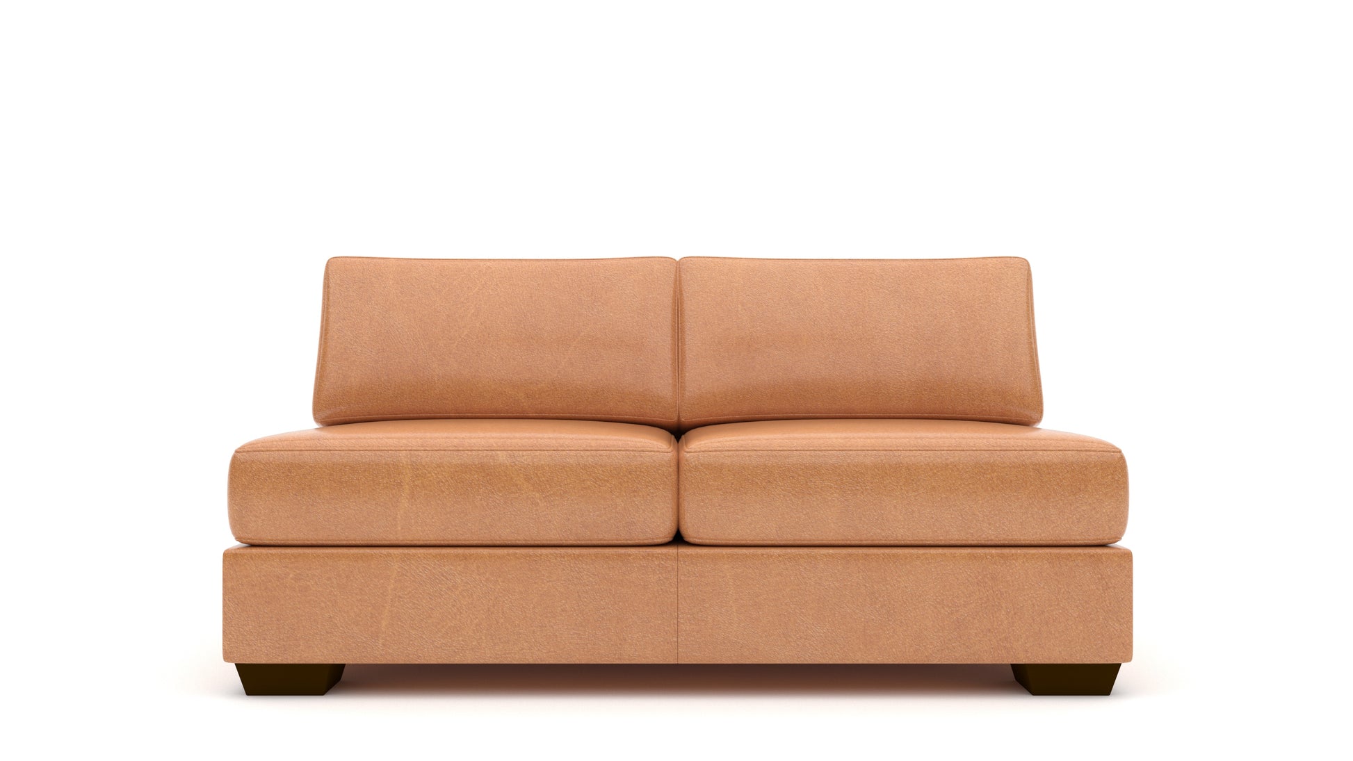 Track Leather Armless Loveseat - Hudson Lager