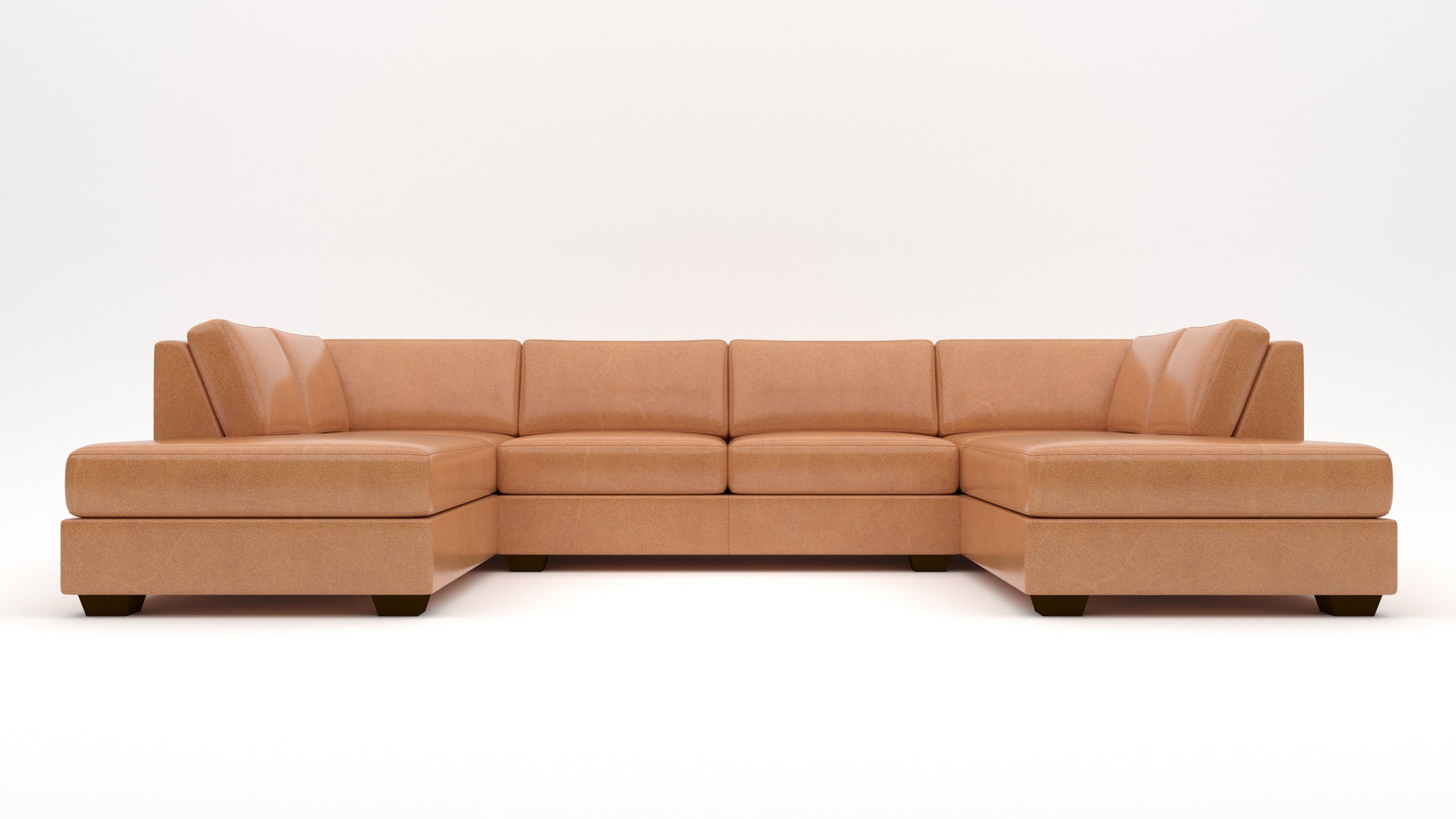 Track 141" Leather Double Chaise With Armless Loveseat - Hudson Lager