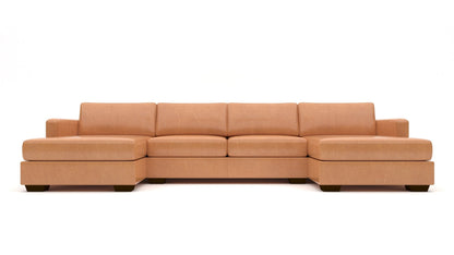 Track Leather Double Chaise With Full Sleeper Loveseat