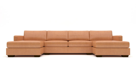 Track Leather Double Chaise With Full Sleeper Loveseat