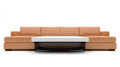 Track Leather Double Chaise With Full Sleeper Loveseat