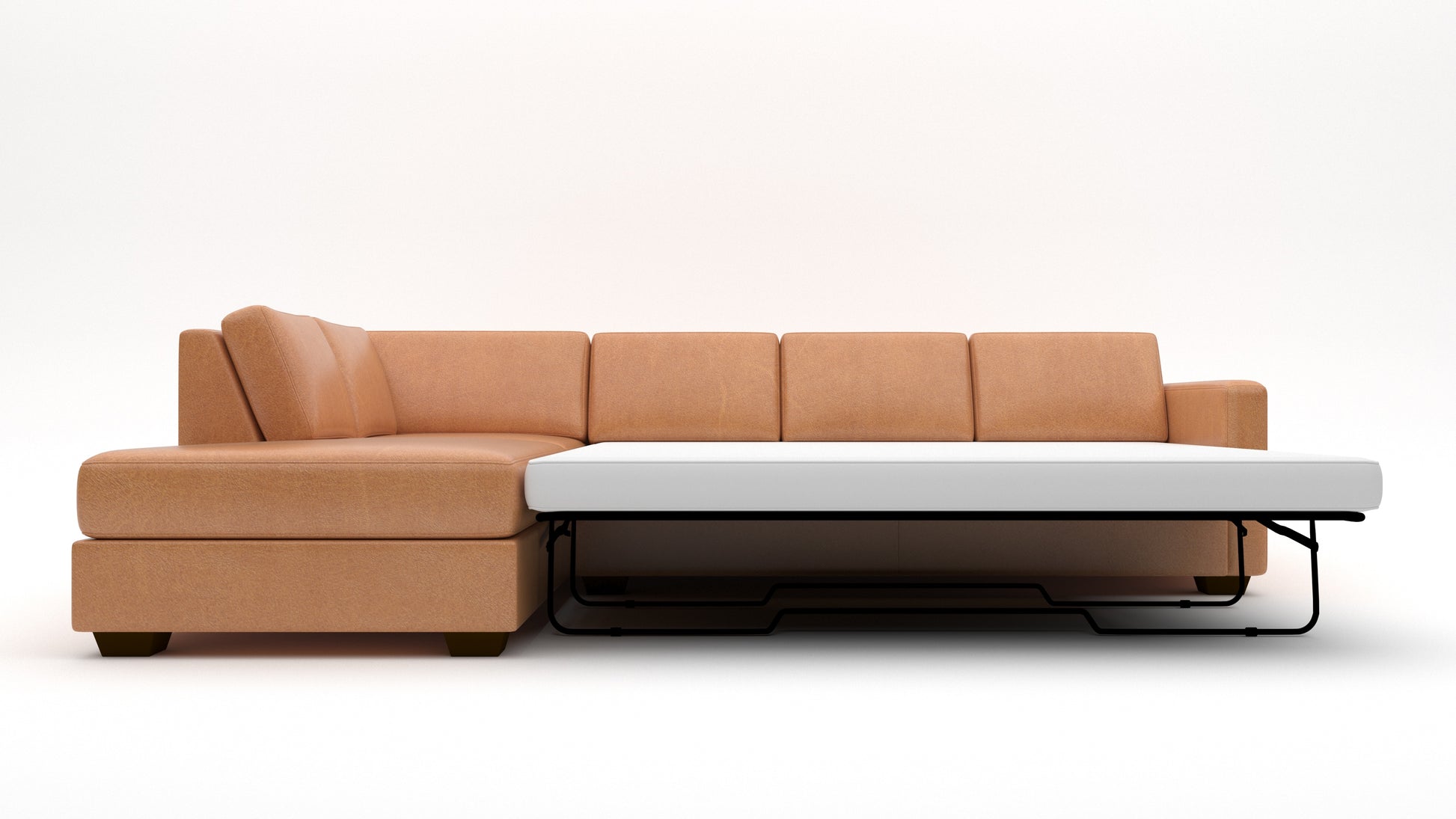 Track 121" Leather Right Corner Sleeper Sectional -