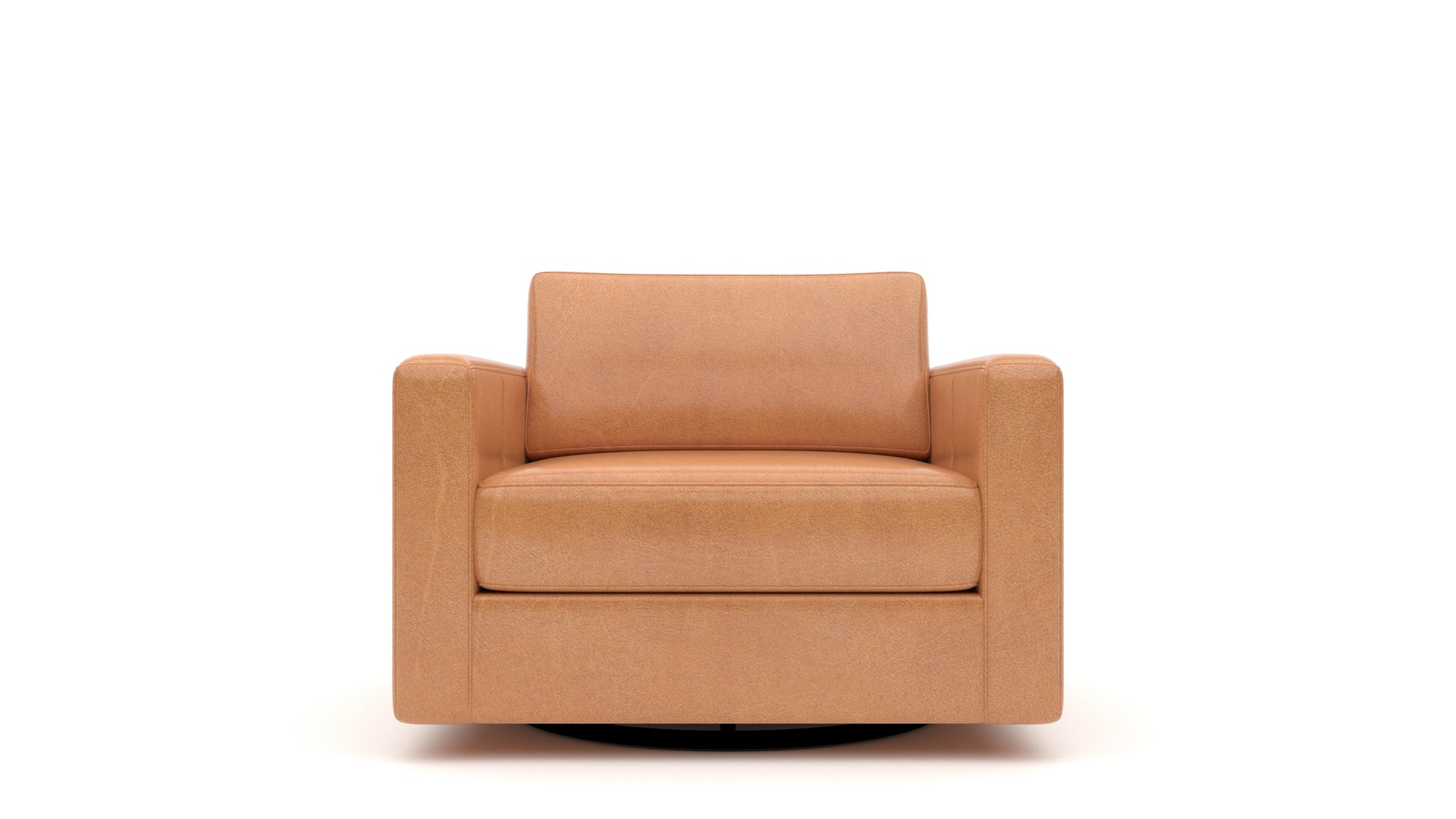 Track 36" Leather Swivel Arm Chair - Hudson Lager
