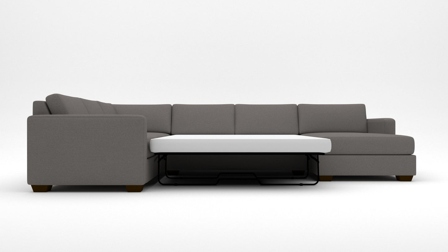 Track 141" Corner Sectionals W. Full Sleeper & Right Chaise - Villa Platinum